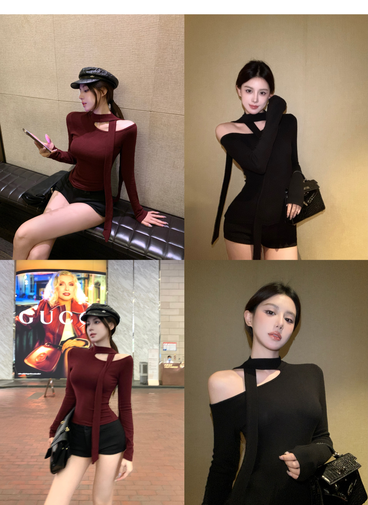 氣質純欲辣妹掛脖上衣