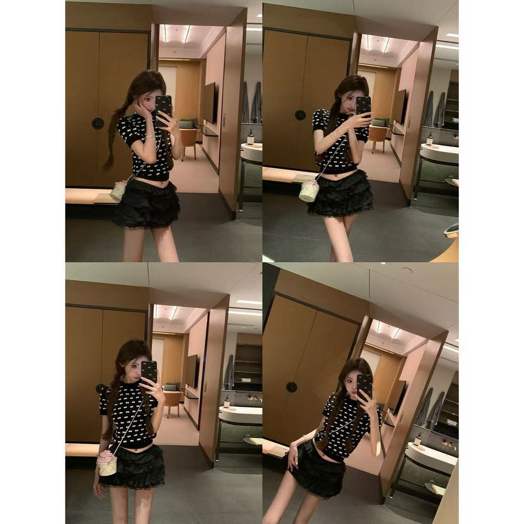 氣質少女蕾絲蓬蓬半身裙