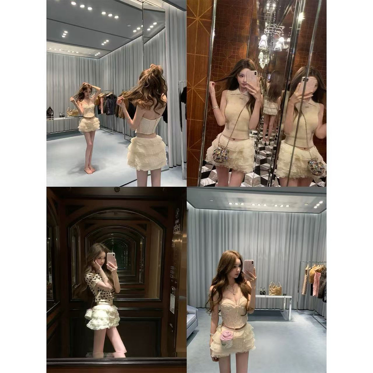 氣質少女蕾絲蓬蓬半身裙