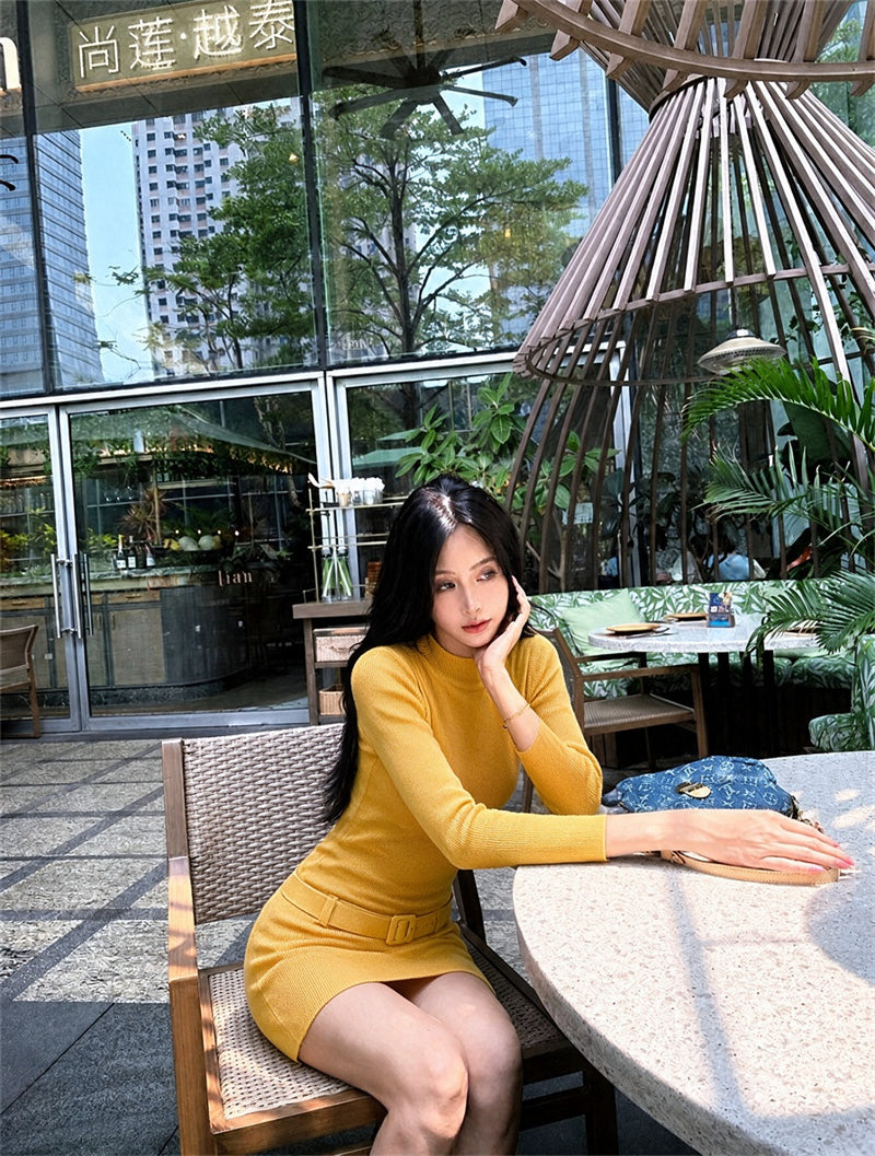 溫柔約會針織毛衣包臀連衣裙
