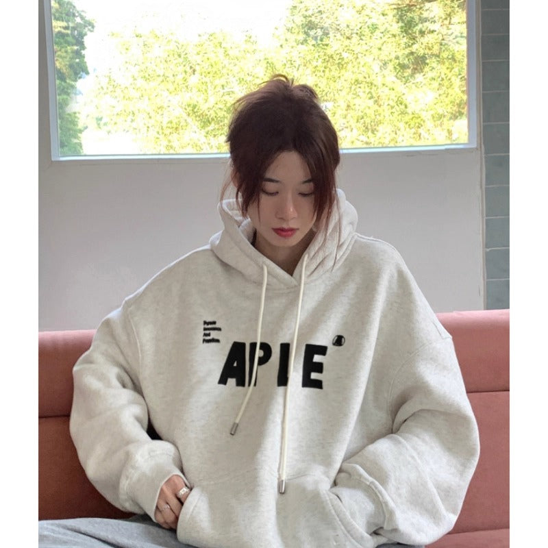 美式字母印花簡約大學連帽T