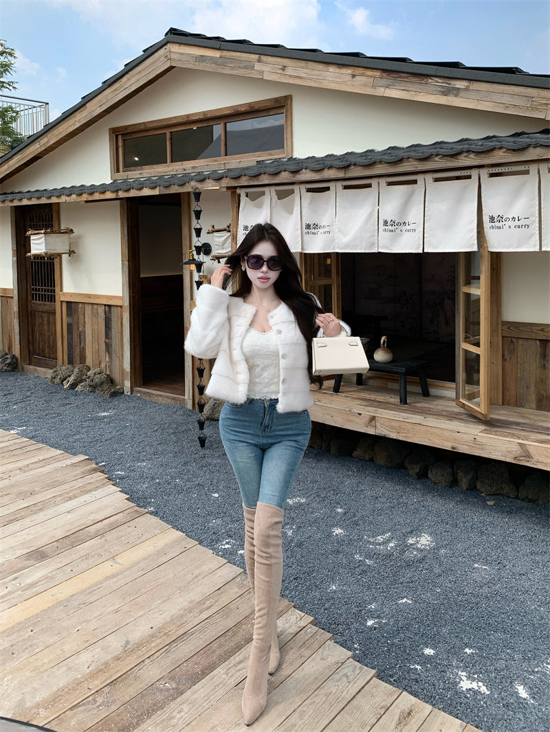 氣質貴婦小香風毛毛氣質外套