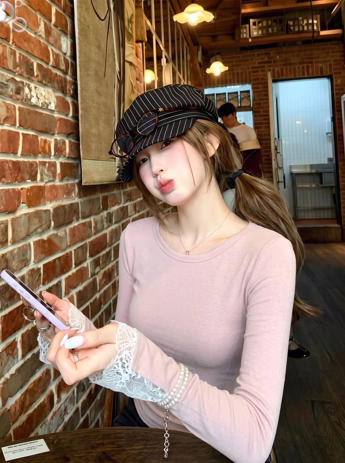 純欲辣妹蝴蝶結蕾絲上衣