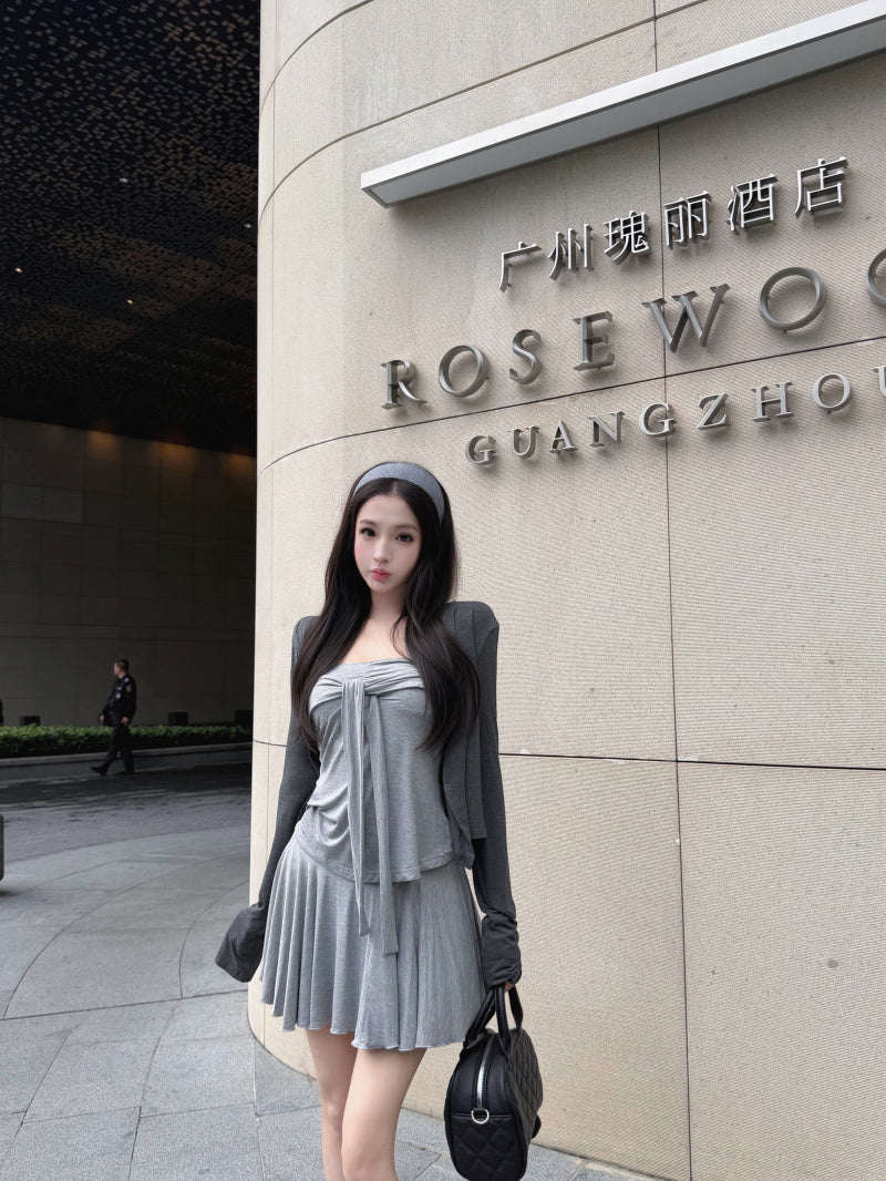 簡約開衫抹胸百搭顯瘦三件套