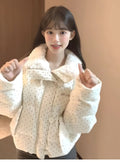 燈芯絨波點羽絨外套