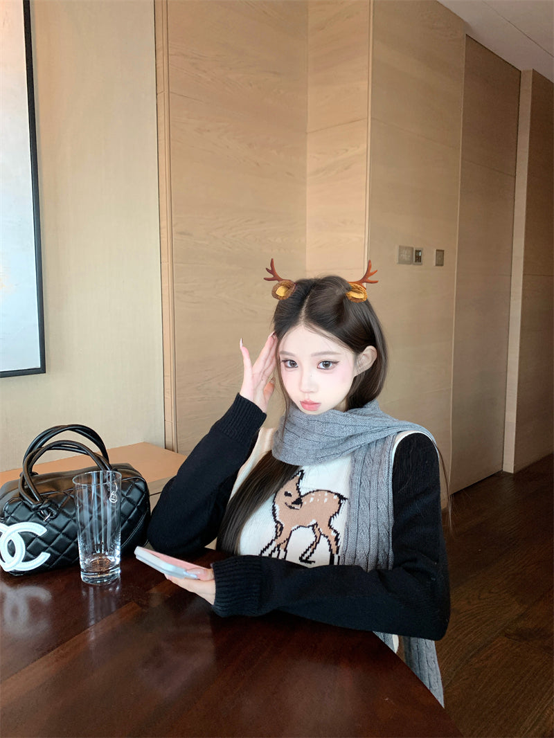可愛風質感針織上衣