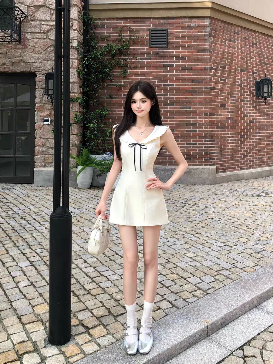 千金風娃娃領蝴蝶結連衣裙