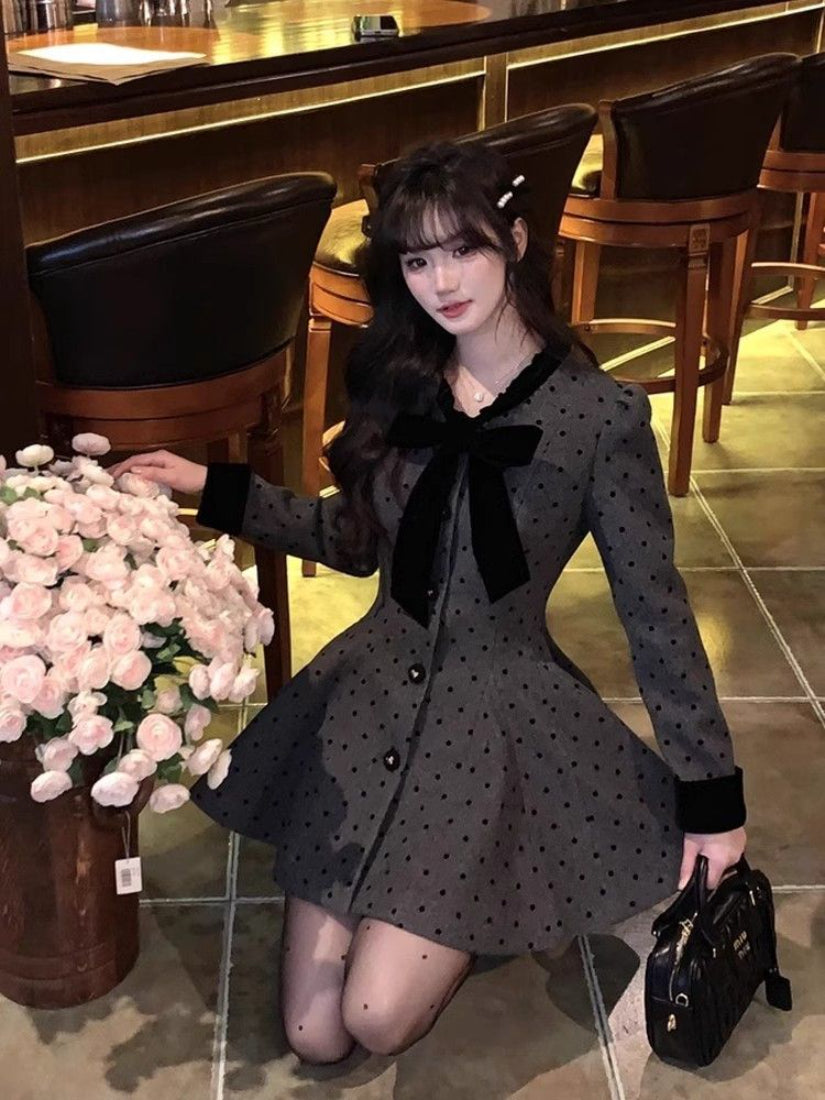 法式小香風甜美蝴蝶結連衣裙