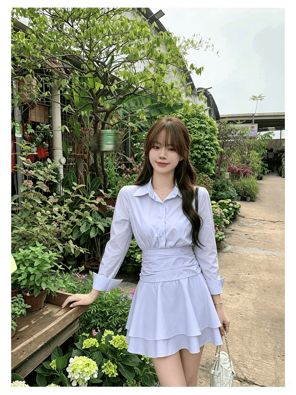 法式氣質設計感波點連衣裙