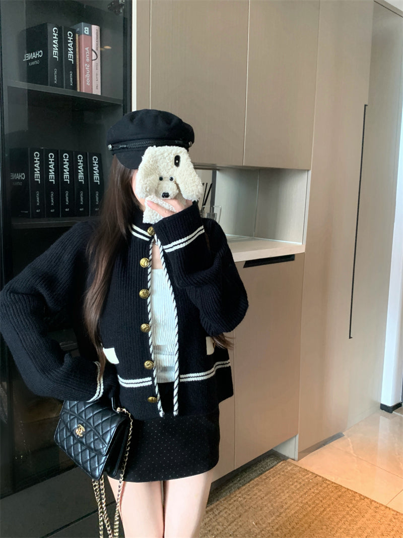 小香風氣質條紋百搭針織開衫