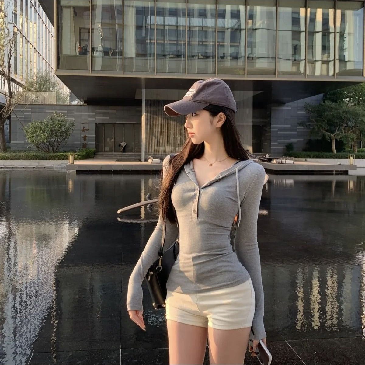 氣質簡約修身長袖上衣