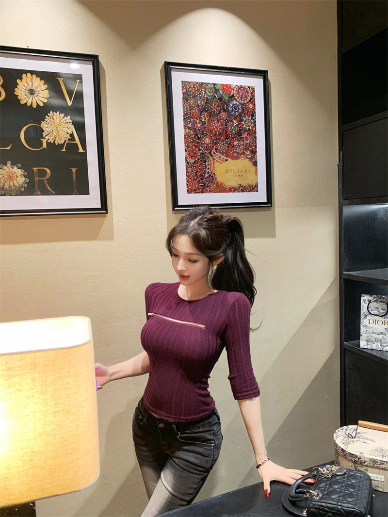 約會必備性感純欲風收腰顯瘦針織上衣