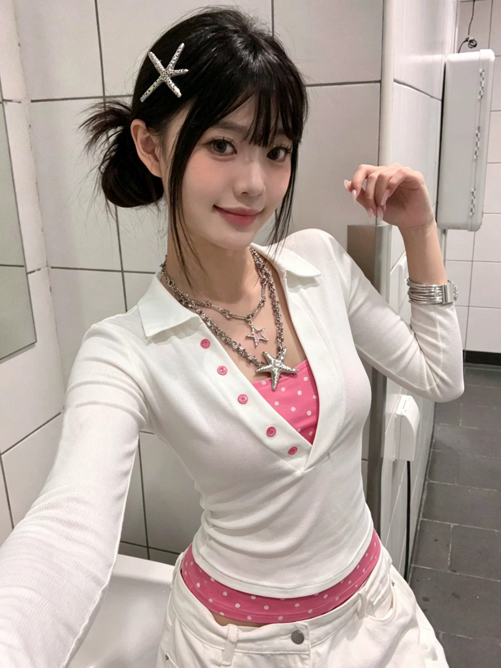 美式設計感休閒波點上衣