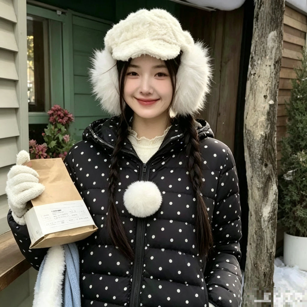 清透感甜美波點輕量羽絨連帽外套