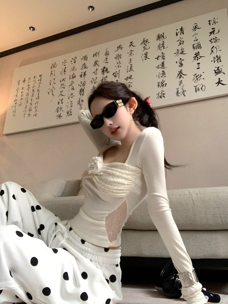 法式氣質方領修身打底衫針織衫