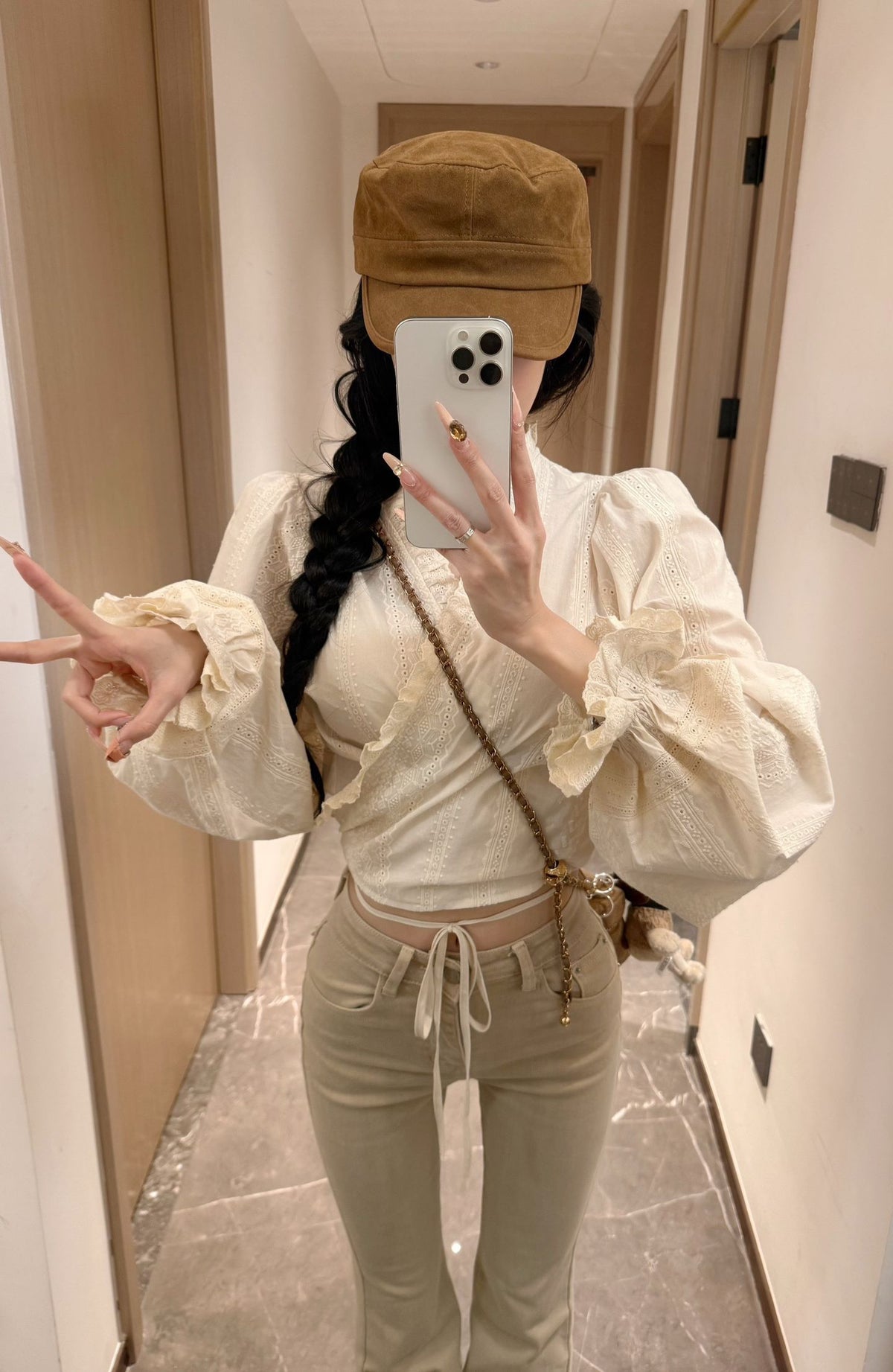 時尚百搭花邊蕾絲上衣