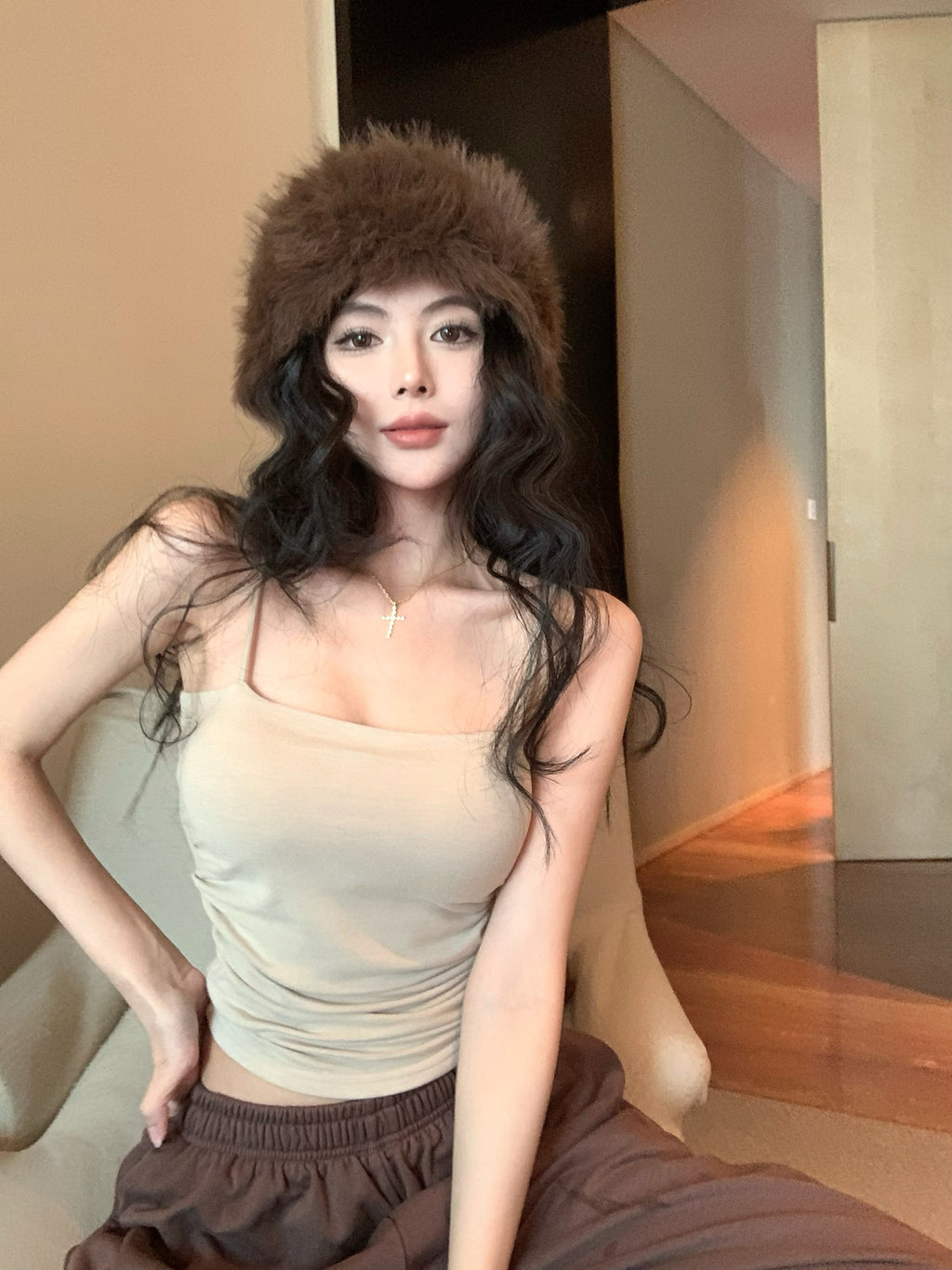 純欲性感吊帶內搭帶胸墊打底衫