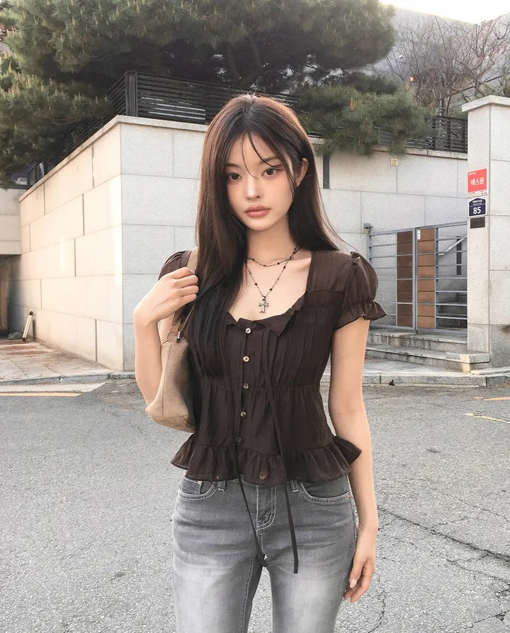 法式質感甜美襯衫