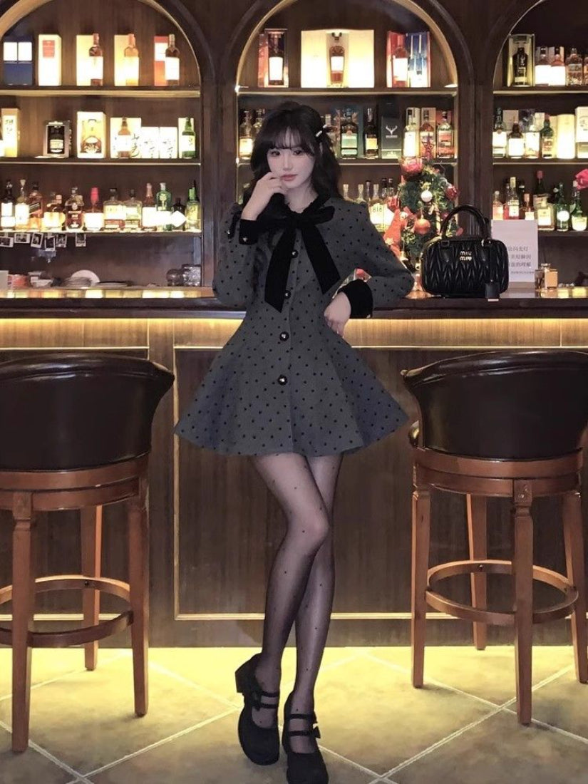 法式小香風甜美蝴蝶結連衣裙