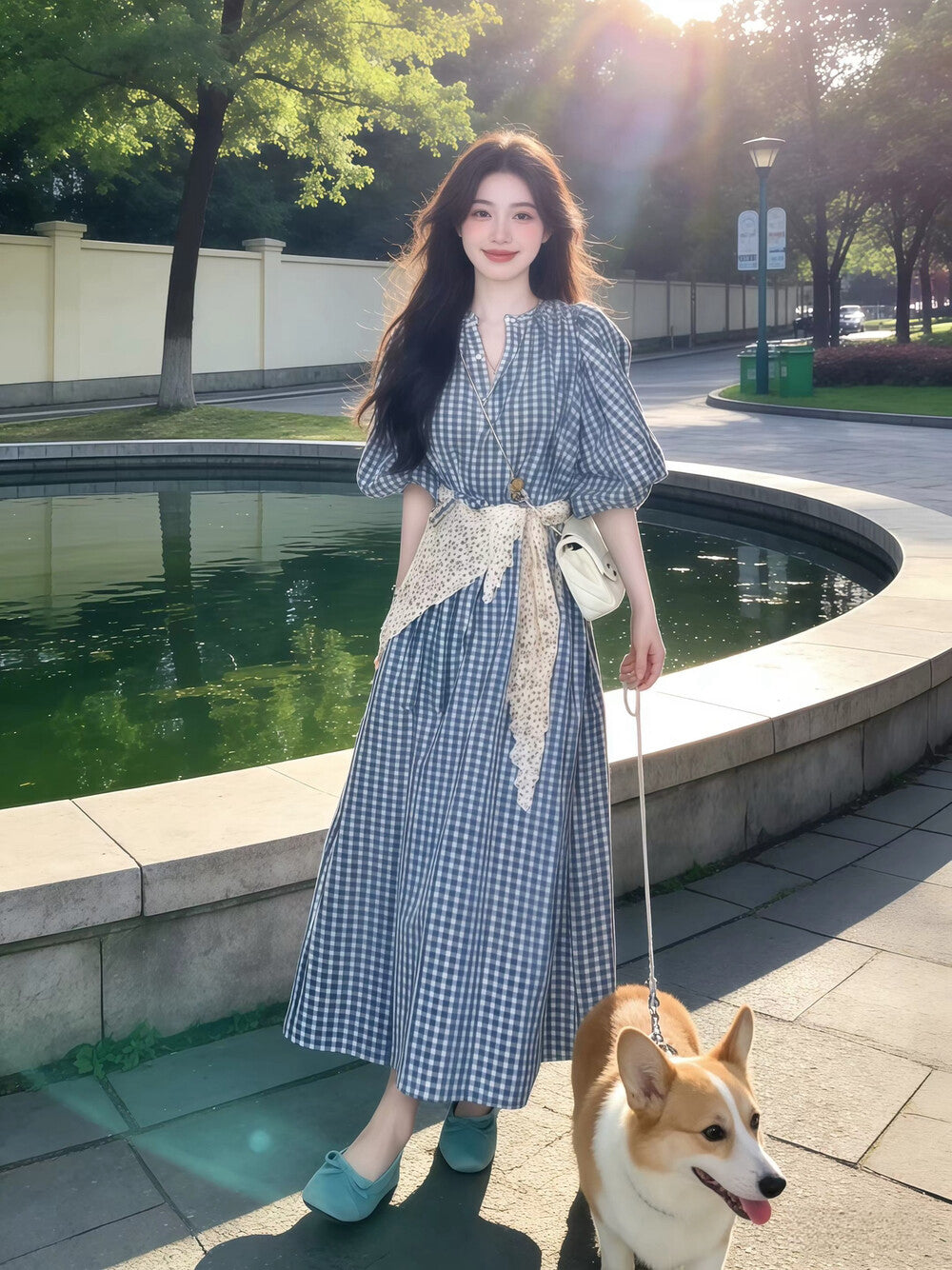 甜美簡約風格子連衣裙