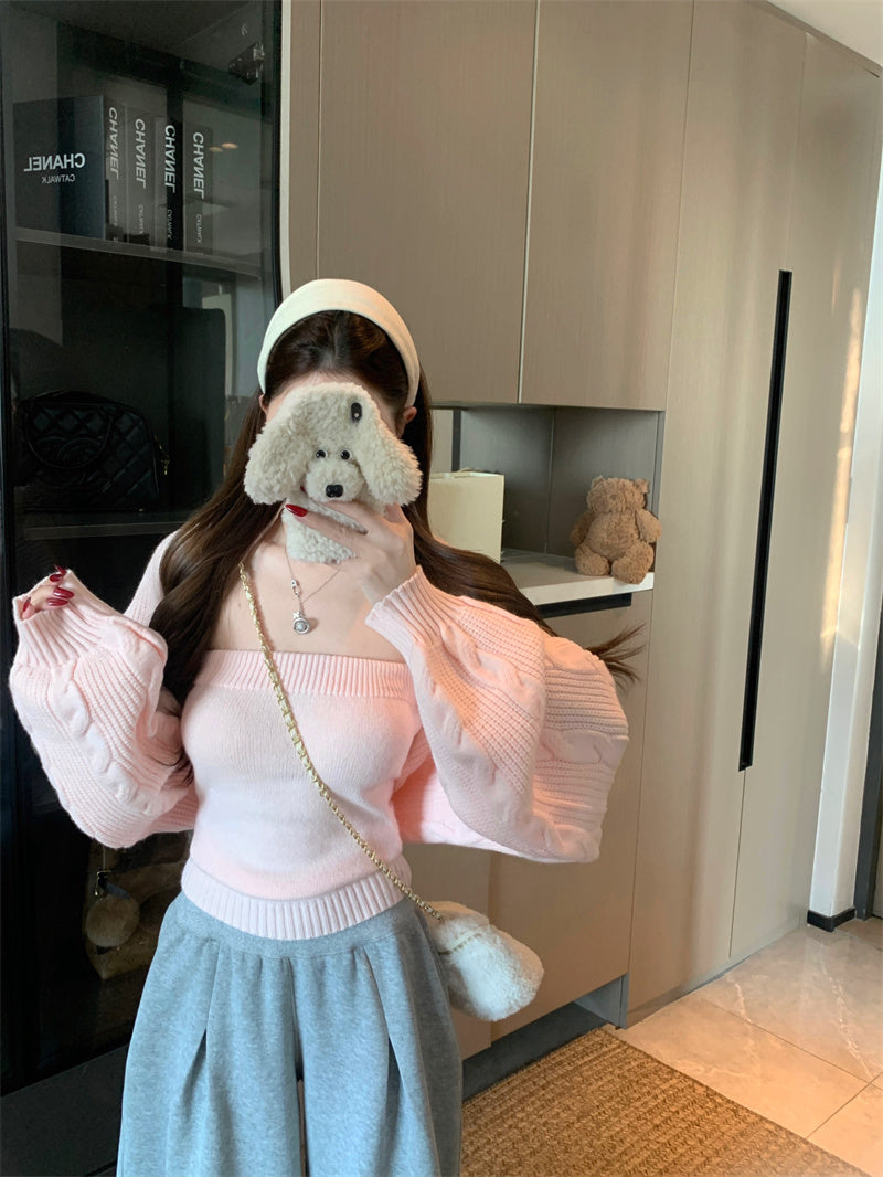 純欲風高級感抹胸毛織背心套裝