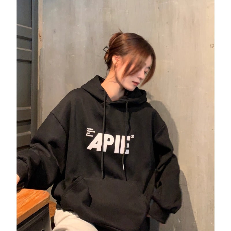 美式字母印花簡約大學連帽T