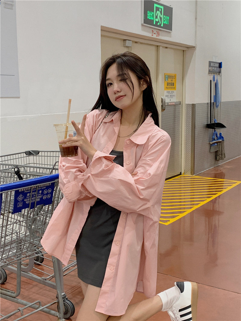 純色寬松休閒防曬襯衫外套