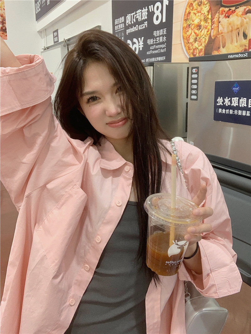 純色寬松休閒防曬襯衫外套
