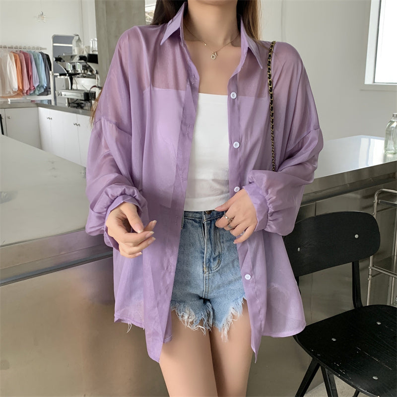薄款透視高級感珠光防曬衣