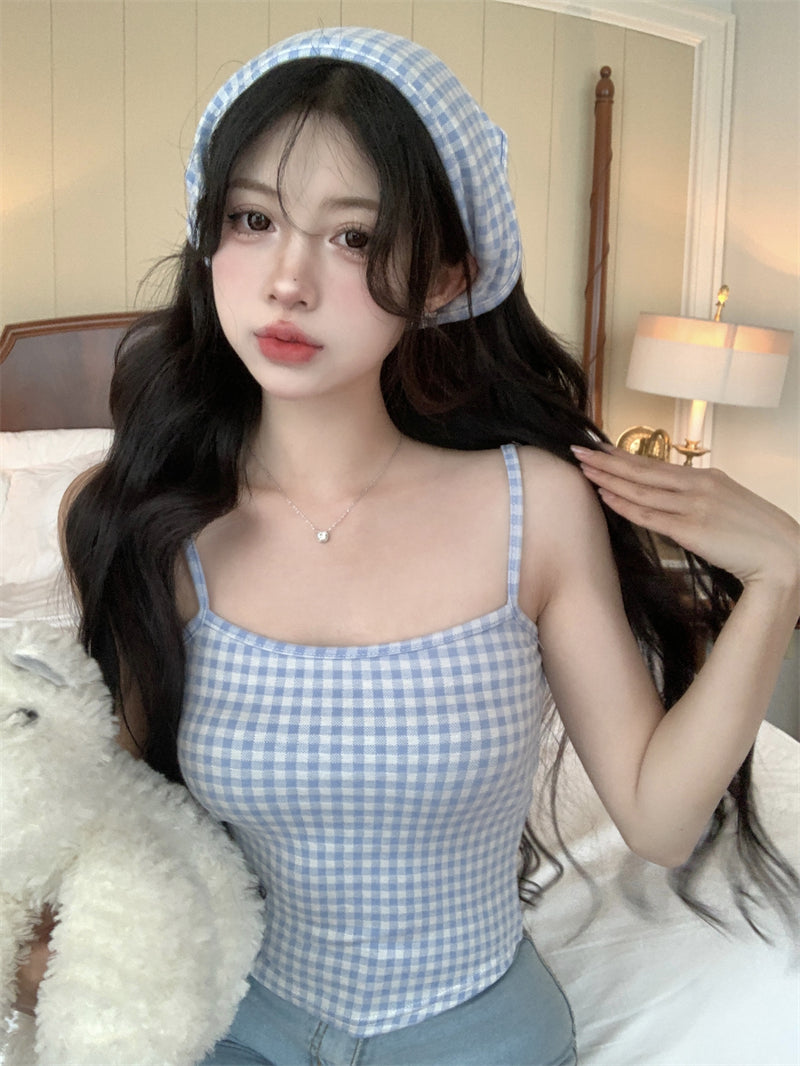 少女甜美可愛修身彈力吊帶