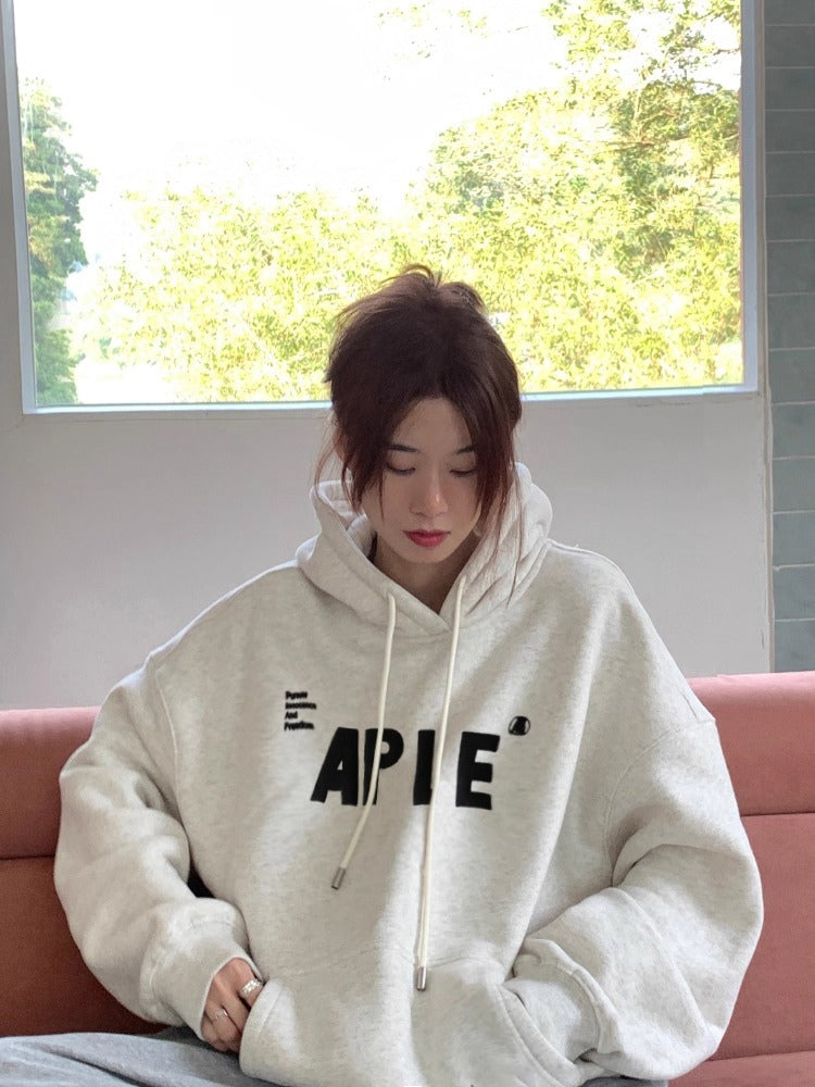 美式字母印花簡約大學連帽T