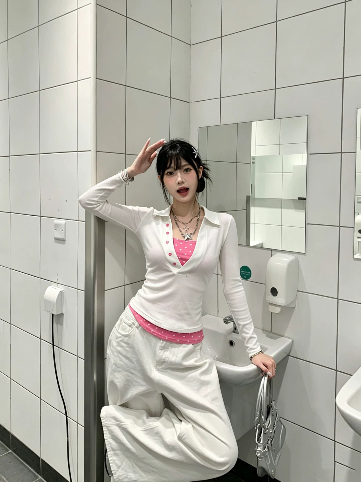 美式設計感休閒波點上衣