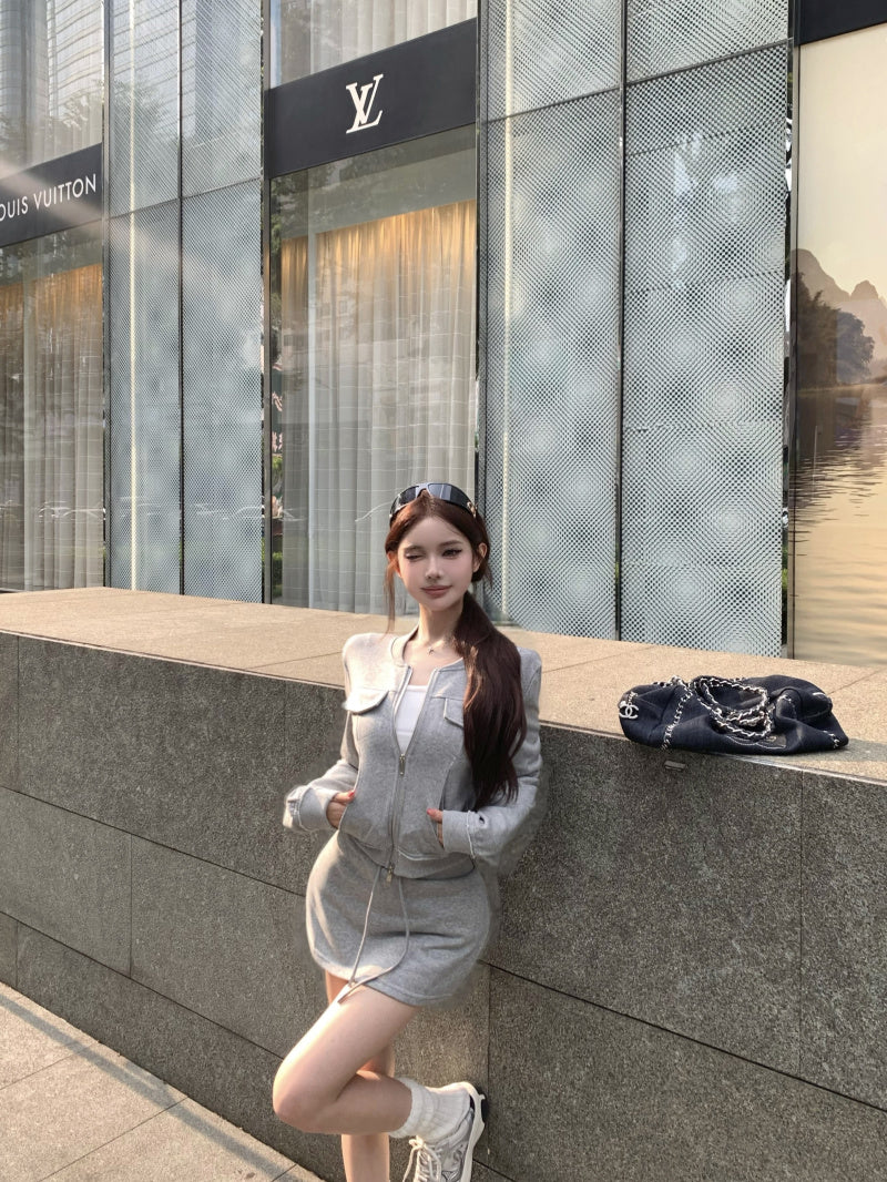 高級感慵懶簡約百搭韓系短裙套裝