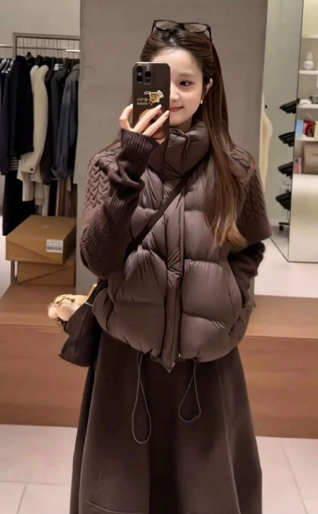 秋冬韓系立領針織拼接外套