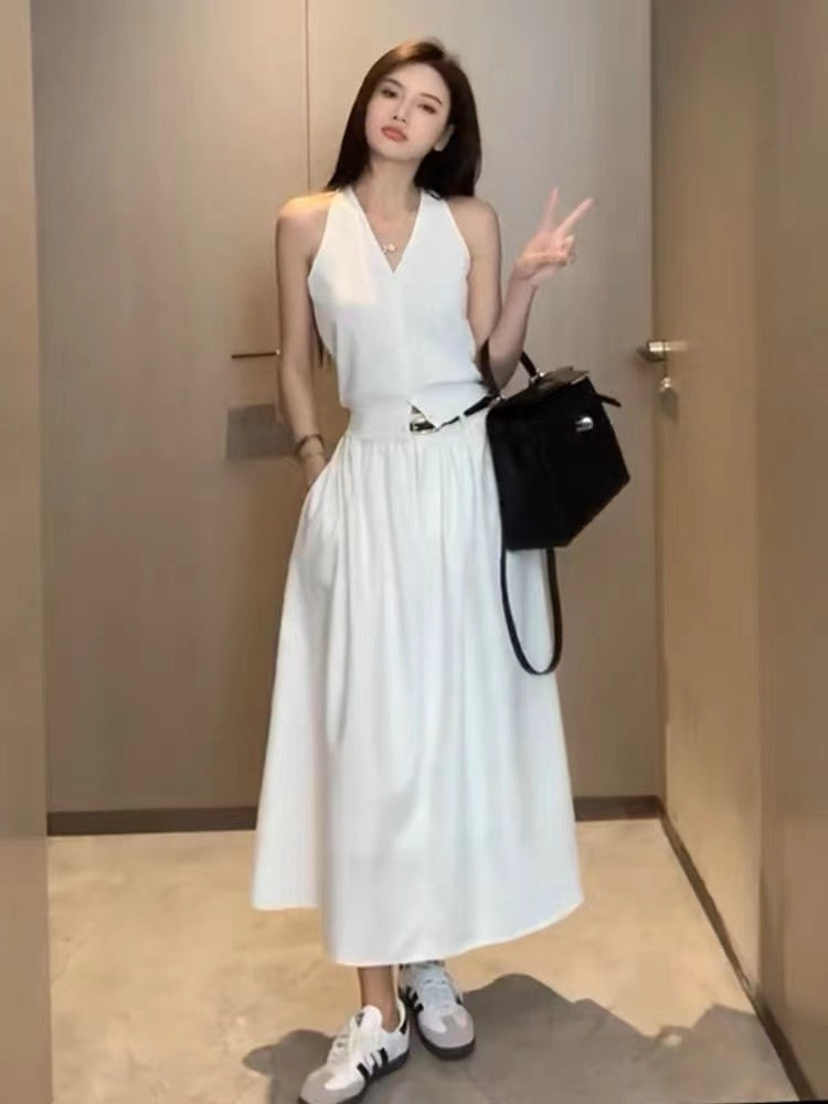 純欲風黑色V領針織背心