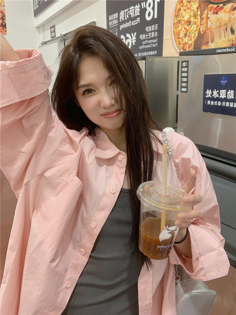 純色寬松休閒防曬襯衫外套