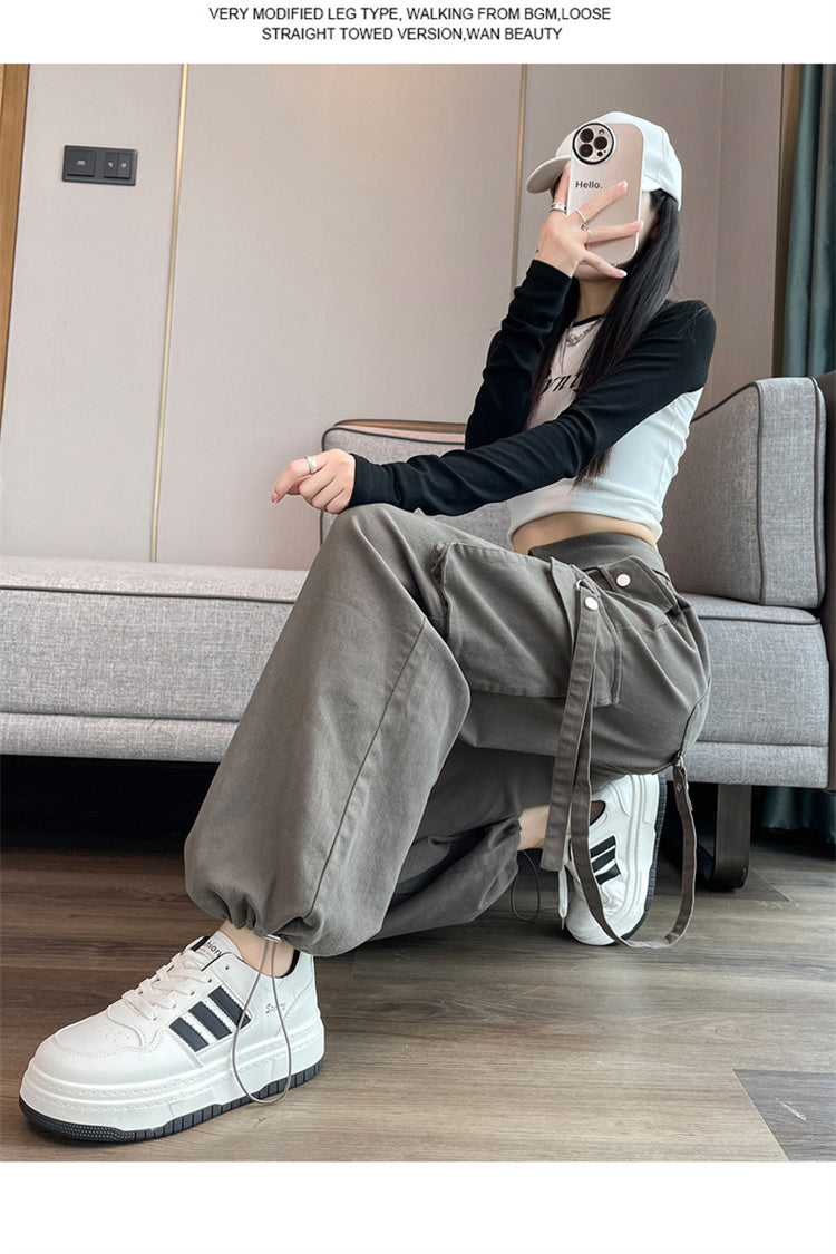 設計感美式工裝褲