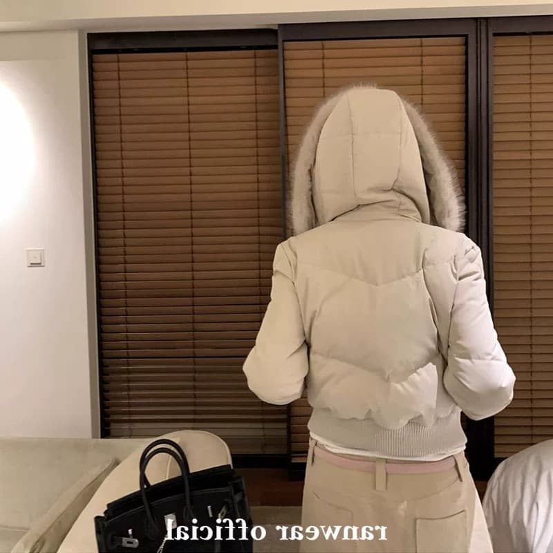 大毛領羽絨棉服女外套