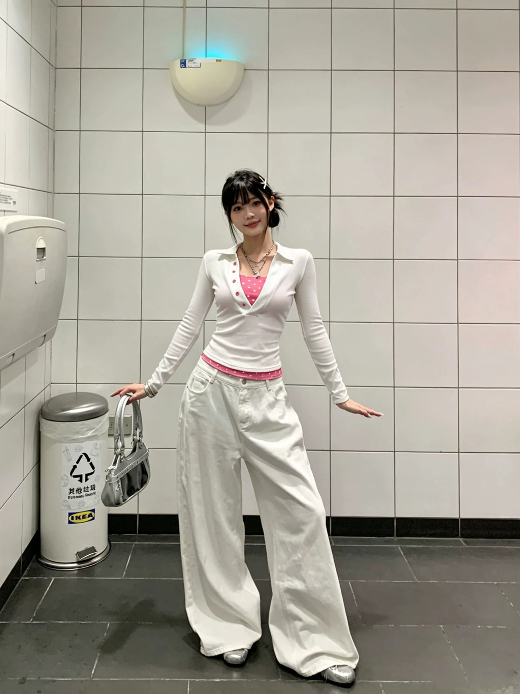 美式設計感休閒波點上衣