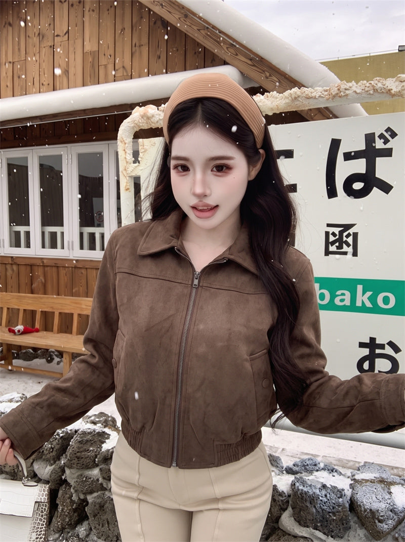 法式復古風翻領寬鬆外套