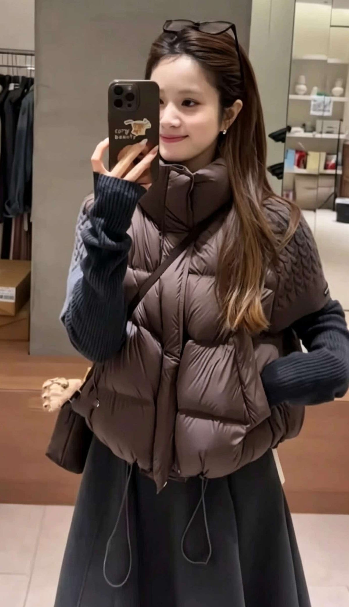 秋冬韓系立領針織拼接外套