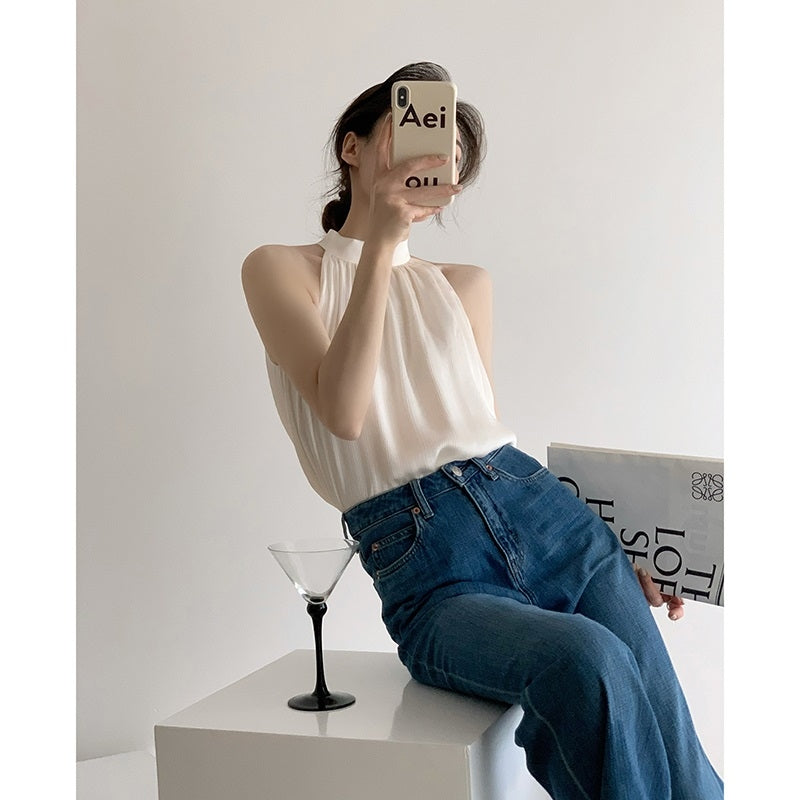 法式白色露肩設計感上衣