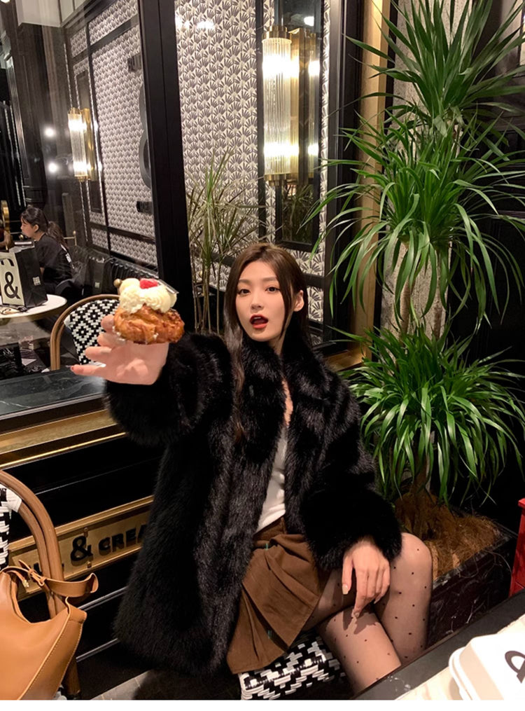 質感仿水貂毛外套