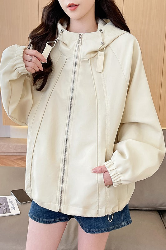 質感純色連帽外套