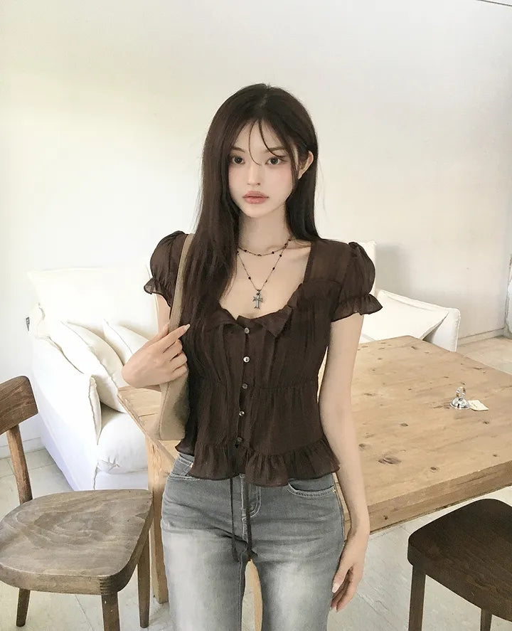 法式質感甜美襯衫