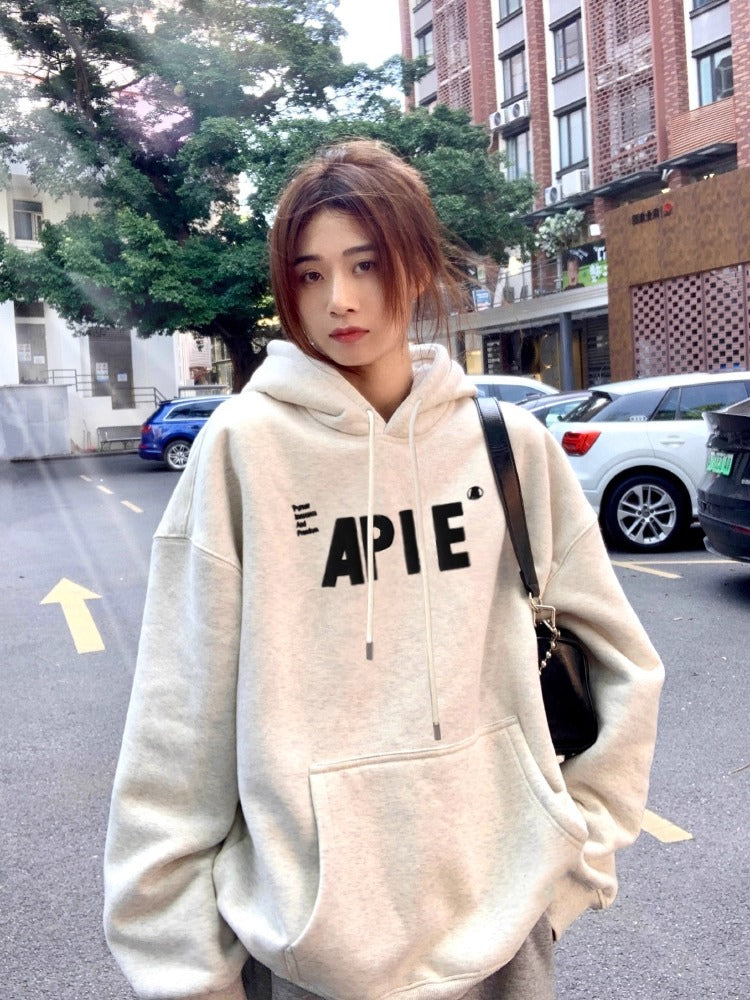 美式字母印花簡約大學連帽T