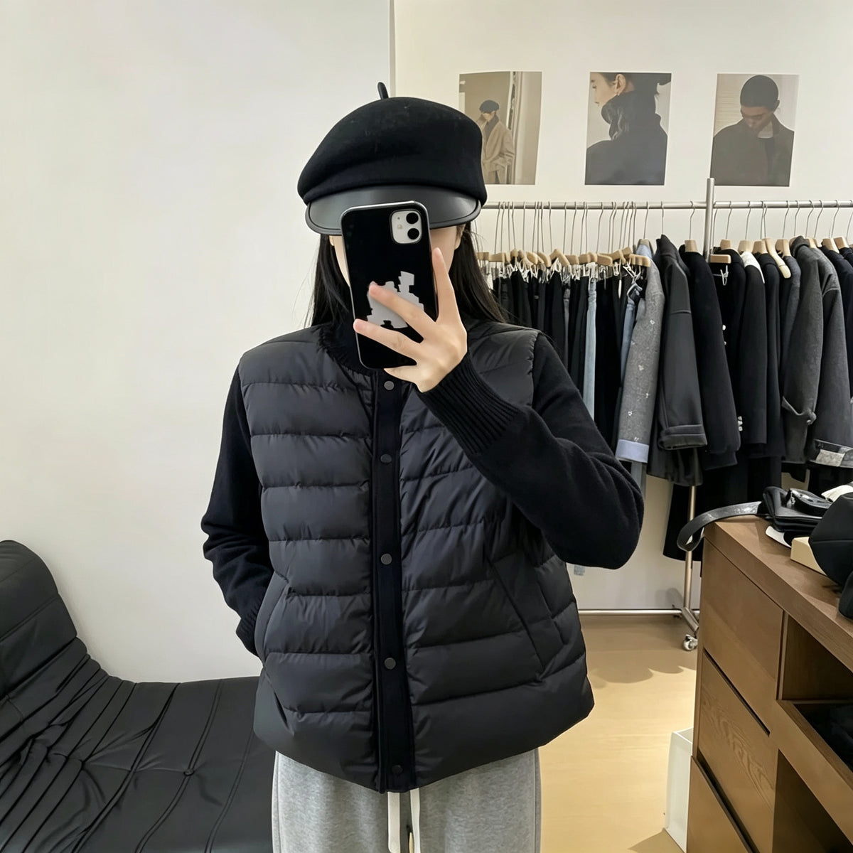 休閒針織立領拼接外套