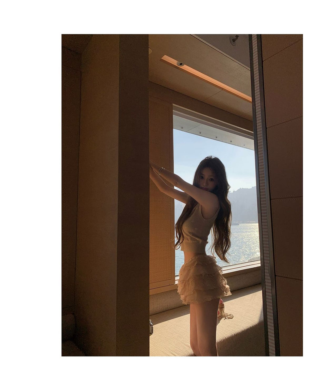 氣質少女蕾絲蓬蓬半身裙