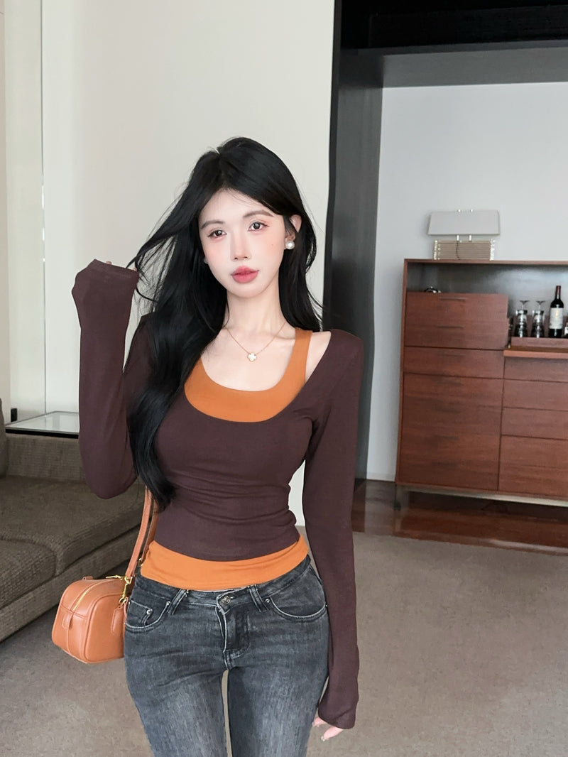 辣妹吊帶背心大U領短T
