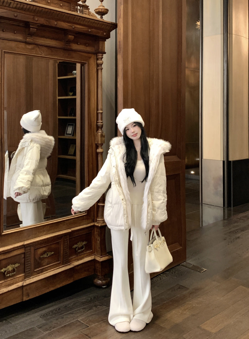 質感毛領連帽羽絨外套